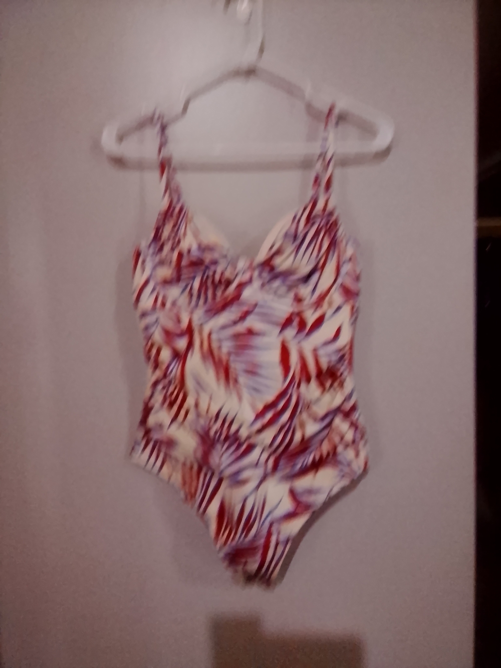 Shade & Shore Leaf-Print One-Piece Swimsuit - Red, Purple, Cream